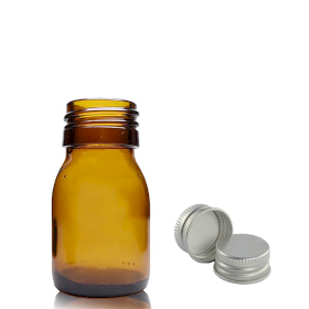 110x 30ml Amber Glass Medicine Bottle - Aluminium Cap