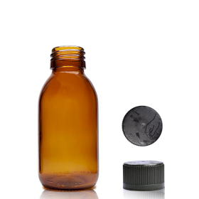 70x 100ml Amber Glass Medicine Bottle - Child Resistant Cap