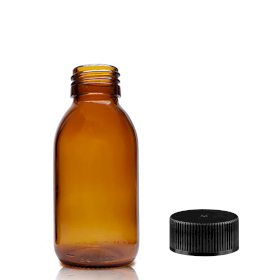 70x 100ml Amber Glass Medicine Bottle - Plastic Cap