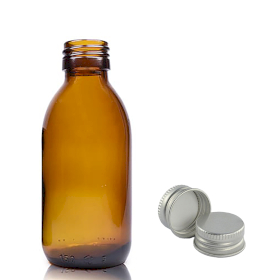 42x 150ml Amber Glass Medicine Bottle - Aluminium Cap