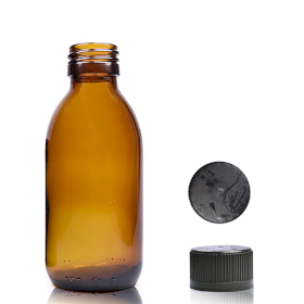 42x 150ml Amber Glass Medicine Bottle - Child Resistant Cap