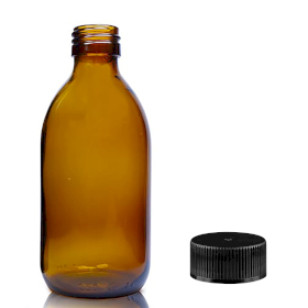 54x 250ml Amber Glass Medicine Bottle - Plastic Cap