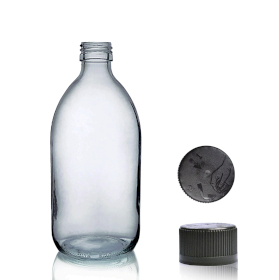 40x 250ml Smoked Grey Glass Medicine Bottle - Child Resistant Cap