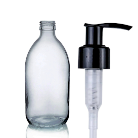 40x 250ml Smoked Grey Glass Medicine Bottle - Lotion Pump