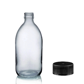 40x 250ml Smoked Grey Glass Medicine Bottle - Plastic Cap