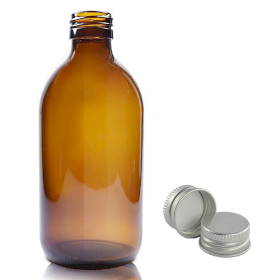 40x 300ml Amber Glass Medicine Bottle - Aluminium Cap