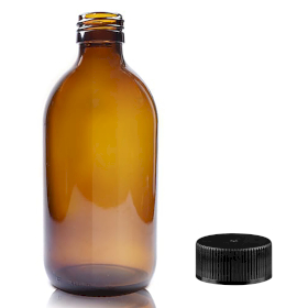 40x 300ml Amber Glass Medicine Bottle - Plastic Cap