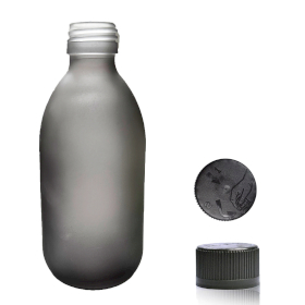 40x 300ml Grey Frosted Glass Medicine Bottle (Gbot-35) - Child Resistant Cap