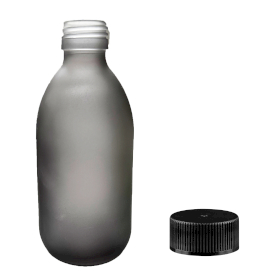 40x 300ml Grey Frosted Glass Medicine Bottle (Gbot-35) - Plastic Cap