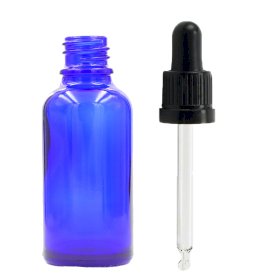 88x 50ml Blue Glass Dropper Bottle  with Black T/E Pipette