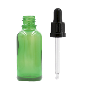 110x 30ml Green Glass Dropper Bottle  with Black T/E Pipette