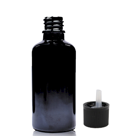 88x 50ml Black Glass Dropper Bottle  with Child Resistant Dropper Cap