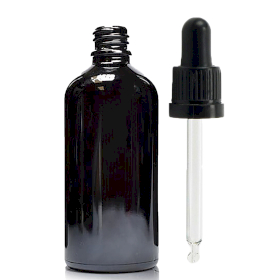 70x 100ml Black Glass Dropper Bottle