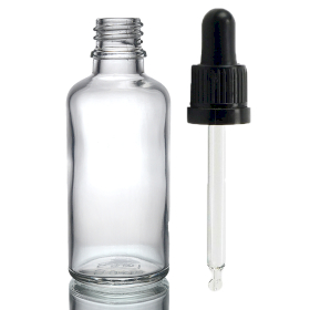 88x 50ml Clear Glass Dropper Bottle  with Clear T/E Pipette