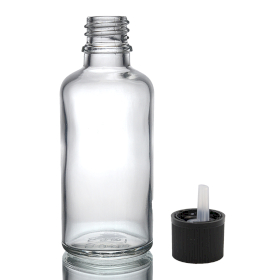 88x 50ml Clear Glass Dropper Bottle  with Child Resistant Dropper Cap