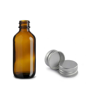 80x 60ml Amber Glass Boston Bottle with Aluminium Cap