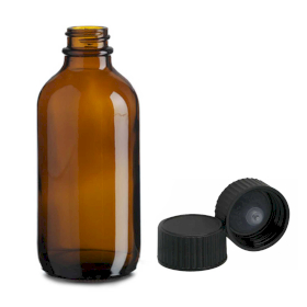 30x 500ml Amber Glass Boston Bottle with Black Plastic Cap