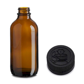 30x 500ml Amber Glass Boston Bottle with Child Resistant Black Plastic Cap