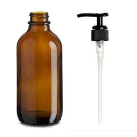 30x 500ml Amber Glass Boston Bottle with Pump Black Plastic Cap