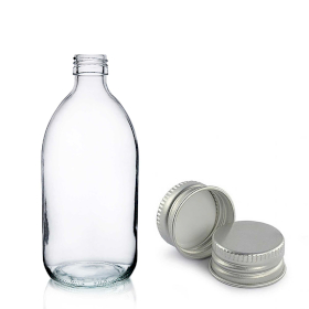 42x 150ml Clear Glass Medicine Bottle with Aluminium Cap