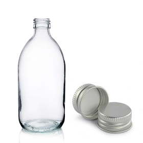 40x 300ml Clear Glass Medicine Bottle with Aluminium Cap