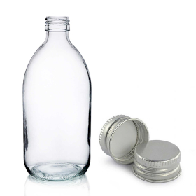 30x 500ml Clear Glass Medicine Bottle with Aluminium Cap