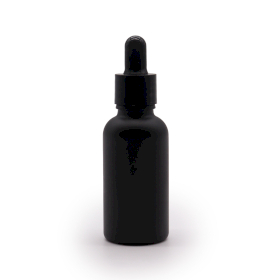 12x 30ml Black Glass Bottle with Cap